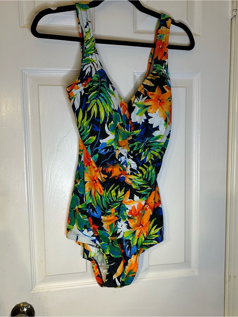 Maxine of Hollywood Floral One-Piece Swimsuit in Orange and Green